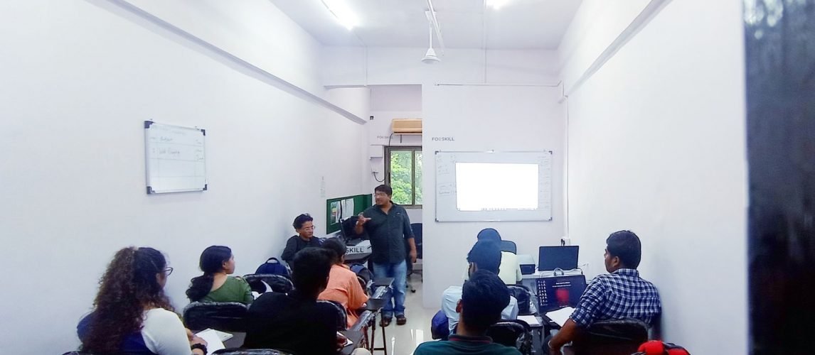 Prof Atharv Anasazi HOD- IT & Software at FOCSKILL taking class of TISS bachelor of ITS students at Focskill Study Centre